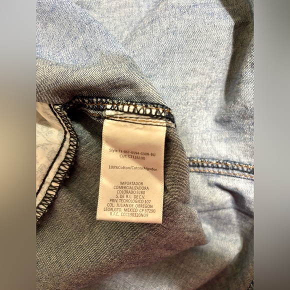 NWT-STETSON Embroidered Denim Shirt Dress | Size: M | Color: Blue - Picture 14 of 15